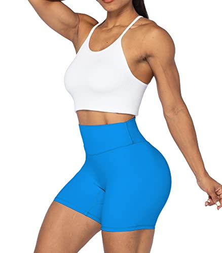 Sunzel 5" High Waist Biker Shorts for Women No Front Seam Soft Yoga Workout Gym Bike Shorts Tummy Control Squat Proof Blue - Image 5
