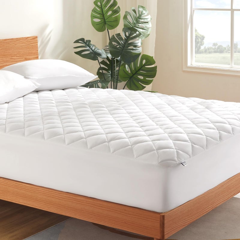 SLEEP ZONE Mattress Cover Queen Size Bed Quilted Fitted Mattress Pad Deep Pocket Mattress Protector Stretches up to 21 inches Pillowtop Breathable Mattress Topper White 60x80