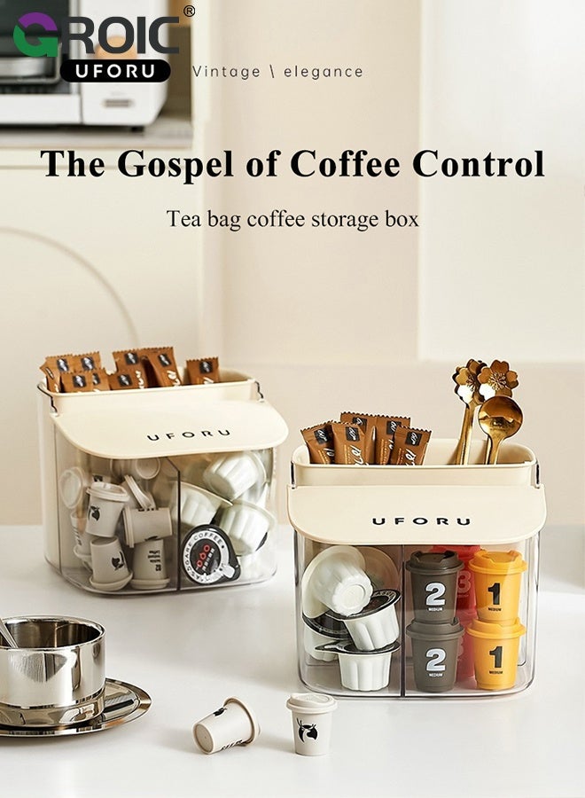 GROIC Coffee Pod Holder, Espresso Capsule Organizer, Large Capacity K Cup Coffee Holder, Coffee Station Organizer Creamer Holder, Coffee Bar Accessories Basket for Kitchen Countertop (Cream)  - Image 2