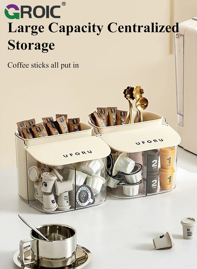 GROIC Coffee Pod Holder, Espresso Capsule Organizer, Large Capacity K Cup Coffee Holder, Coffee Station Organizer Creamer Holder, Coffee Bar Accessories Basket for Kitchen Countertop (Cream)  - Image 4