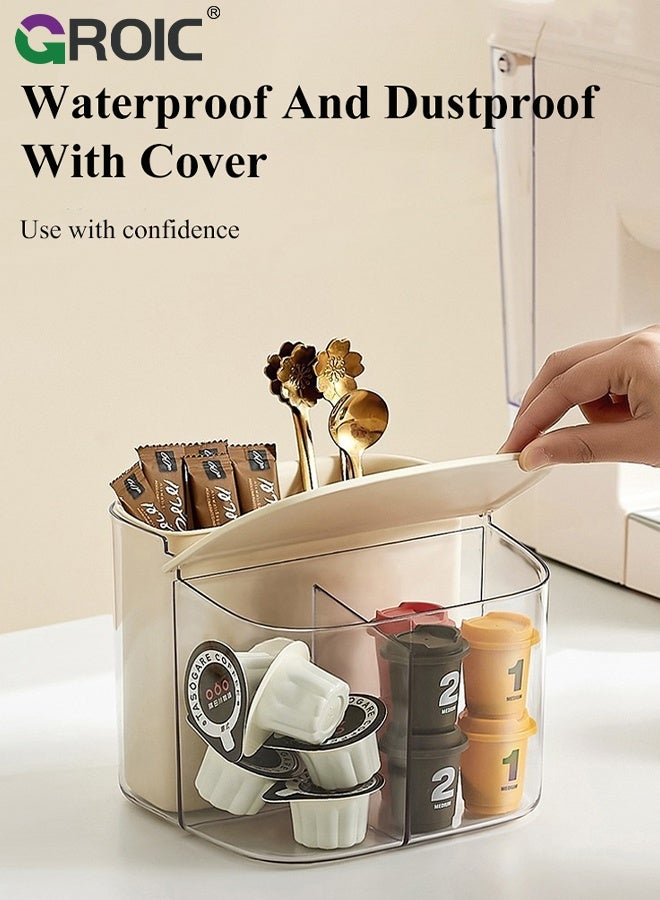 GROIC Coffee Pod Holder, Espresso Capsule Organizer, Large Capacity K Cup Coffee Holder, Coffee Station Organizer Creamer Holder, Coffee Bar Accessories Basket for Kitchen Countertop (Cream)  - Image 5