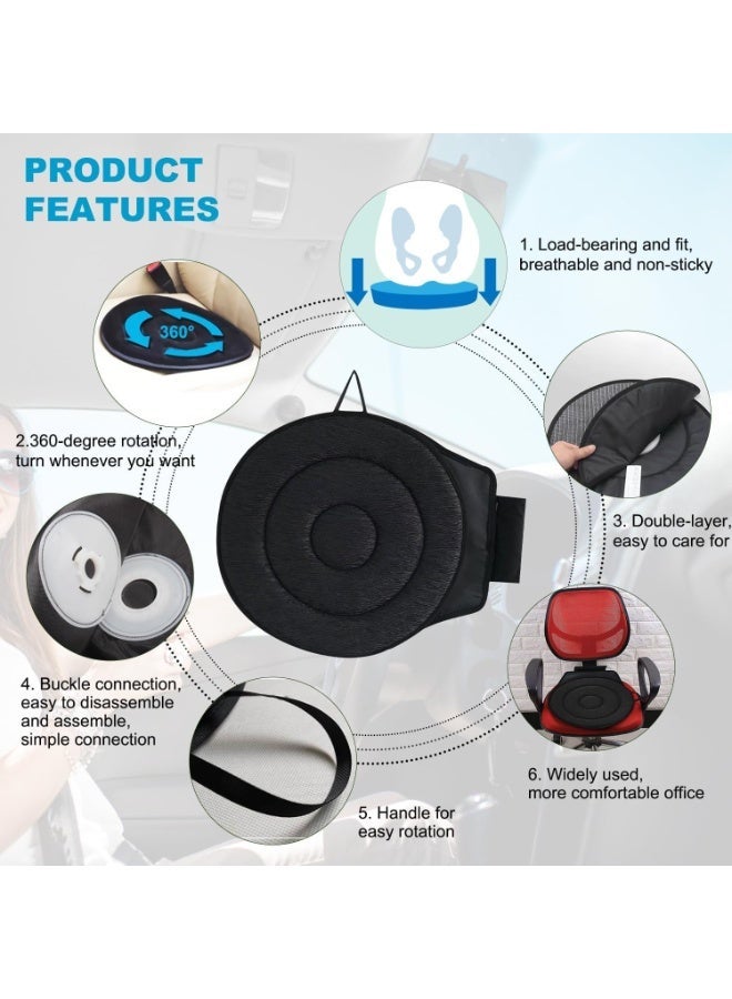 Bukela Car Seat Cushion, 360 Cushion Non-Slip Cushion Wheelchair Car Rotating Cushion for Car for Elderly, Swivel Car Seat for Elderly Support, Non Slip, Memory Foam, Ergonomic Design (Black) - Image 5