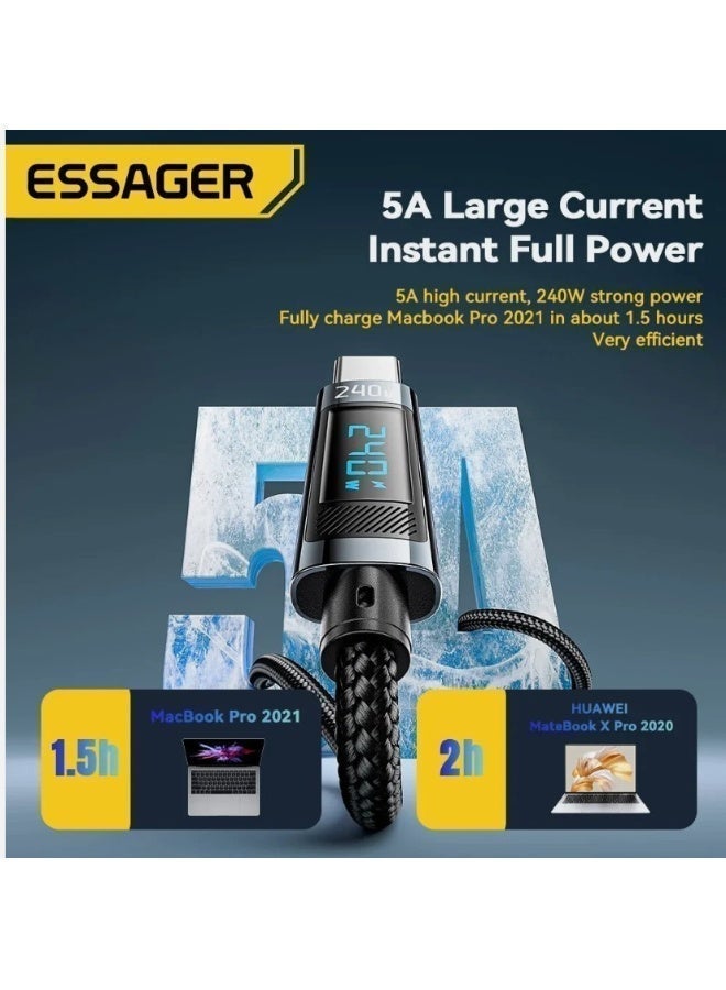 Essager 240W USB Type C To USB C Cable, PD3.1 Fast Charging Charger Wire.1 M - Image 2