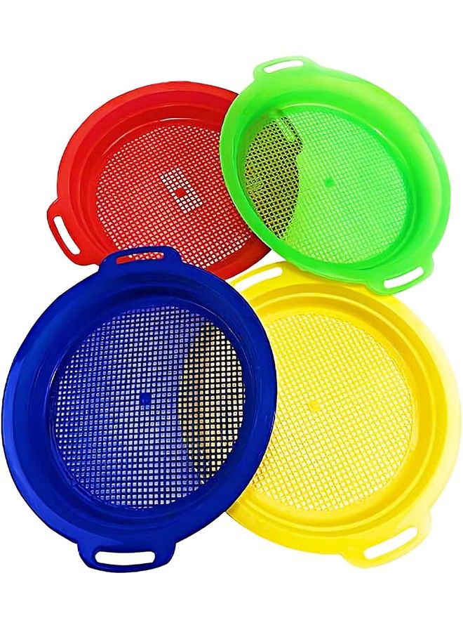 Matty's Toy Stop Sand Sifter Sieves For Sand & Beach (Red Blue Yellow & Green) Complete Gift Set Bundle 4 Pack (8.75 - Image 1