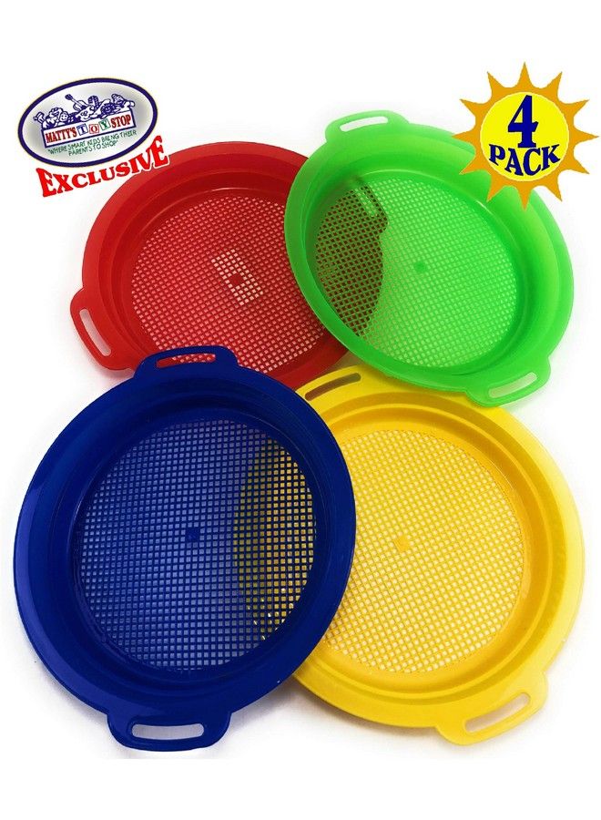 Matty's Toy Stop Sand Sifter Sieves For Sand & Beach (Red Blue Yellow & Green) Complete Gift Set Bundle 4 Pack (8.75 - Image 3