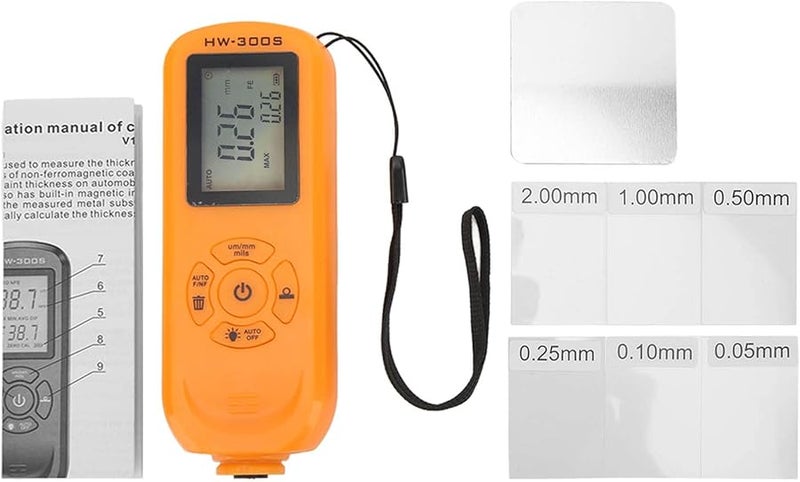 مقياس سماكة الطلاء الرقمي البرتقالي، مقياس الطلاء بشاشة رأسية لفحص أسطح المعادن في السيارات - Image 3