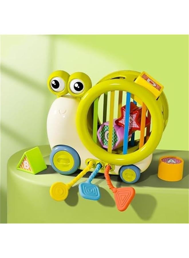 Baby Snail Activity Cube, Toddler Montessori Toys for 1 Year Old, Infant Sensory Toy W/Shape Sorter Pull String for 6-9 12-18 Month, Developmental Birthday Gifts Boys Girls Age 2 3 Yr  - Image 1