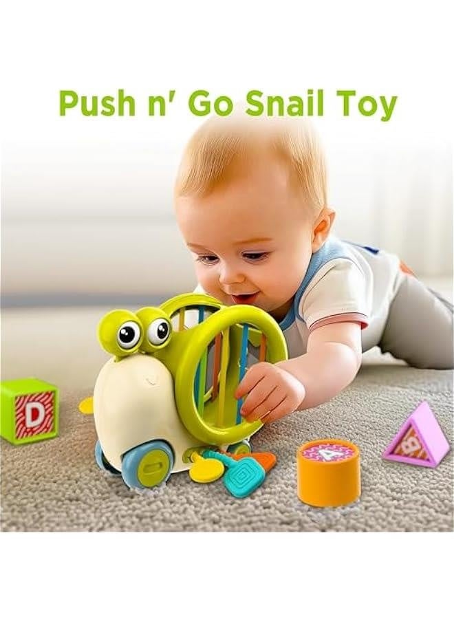 Baby Snail Activity Cube, Toddler Montessori Toys for 1 Year Old, Infant Sensory Toy W/Shape Sorter Pull String for 6-9 12-18 Month, Developmental Birthday Gifts Boys Girls Age 2 3 Yr  - Image 5