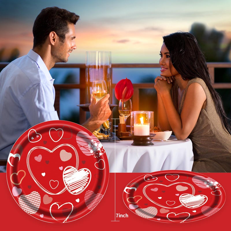 EVYIENEN 50 Pcs Valentine Paper Plates Party Supplies 7 Inch Dessert Plates Romantic Dinner Plates for Wedding Birthday Party Baby Shower Table Decor - Image 2