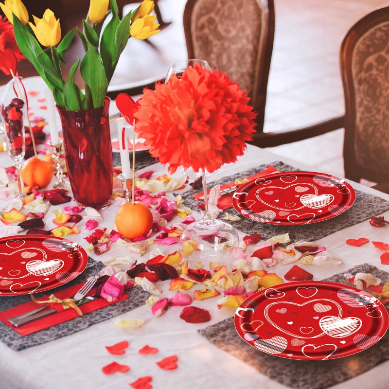 EVYIENEN 50 Pcs Valentine Paper Plates Party Supplies 7 Inch Dessert Plates Romantic Dinner Plates for Wedding Birthday Party Baby Shower Table Decor - Image 4