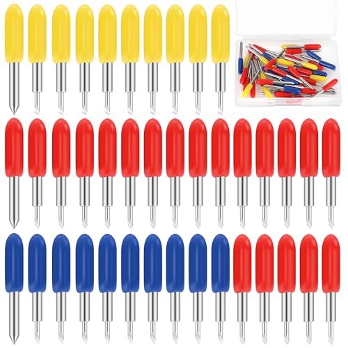 Luxiv 40 PCS Replacement Blades for Cricut Explore Air 2, Luxiv 3rd Party Accessory Replacement Cutting Blades, 20P 45° Blade for Cricut, 10P 30°Replacement Blade for Cricut, 10P 60° Deep Blades - Image 1