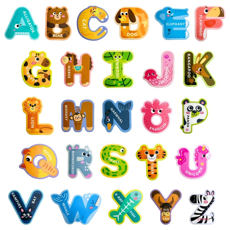 EHR Magnetic Letters Colorful ABC Animal Alphabet Fridge Magnets Suitable for Toddlers Aged 3 4 5 Uppercase Letter - Image 2