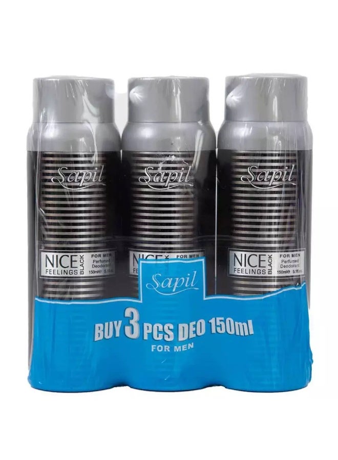 Sapil 3pcs 150ml Perfumed Deodorant For Men - Image 2