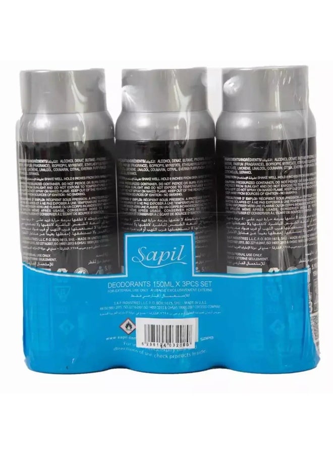 Sapil 3pcs 150ml Perfumed Deodorant For Men - Image 4