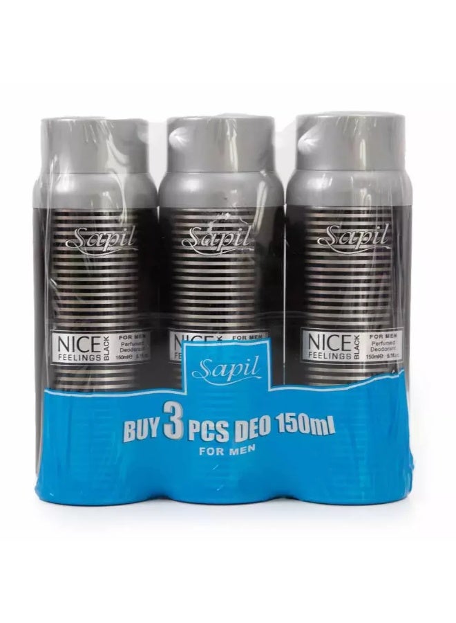 Sapil 3pcs 150ml Perfumed Deodorant For Men - Image 5