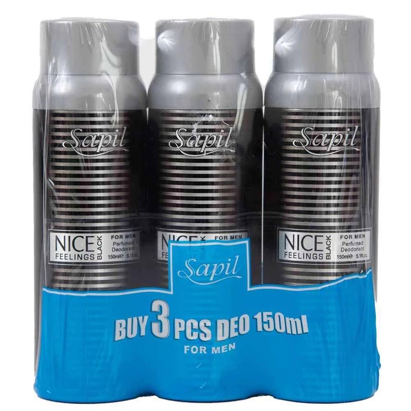 Sapil 3pcs 150ml Perfumed Deodorant For Men - Image 1