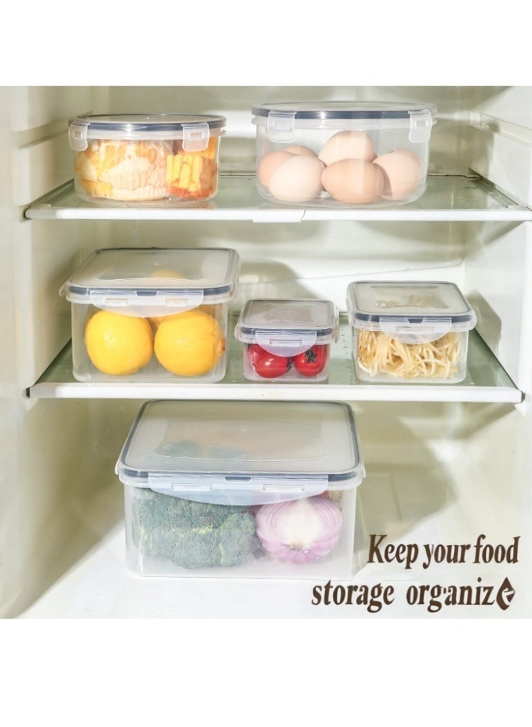 مجموعة من خمس قطع من صناديق حفظ الطعام البلاستيكية المغلقة، صندوق تخزين منزلي كبير السعة، صندوق تخزين الطعام والفواكه - Image 4