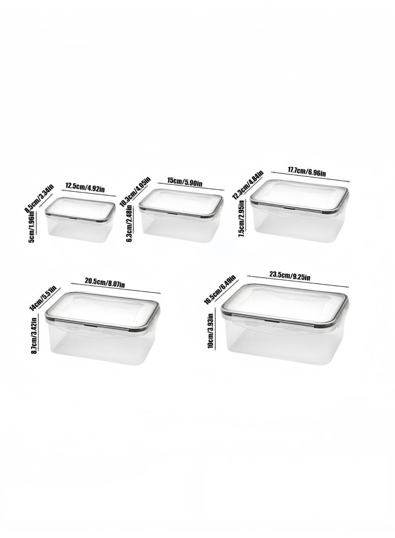 مجموعة من خمس قطع من صناديق حفظ الطعام البلاستيكية المغلقة، صندوق تخزين منزلي كبير السعة، صندوق تخزين الطعام والفواكه - Image 2