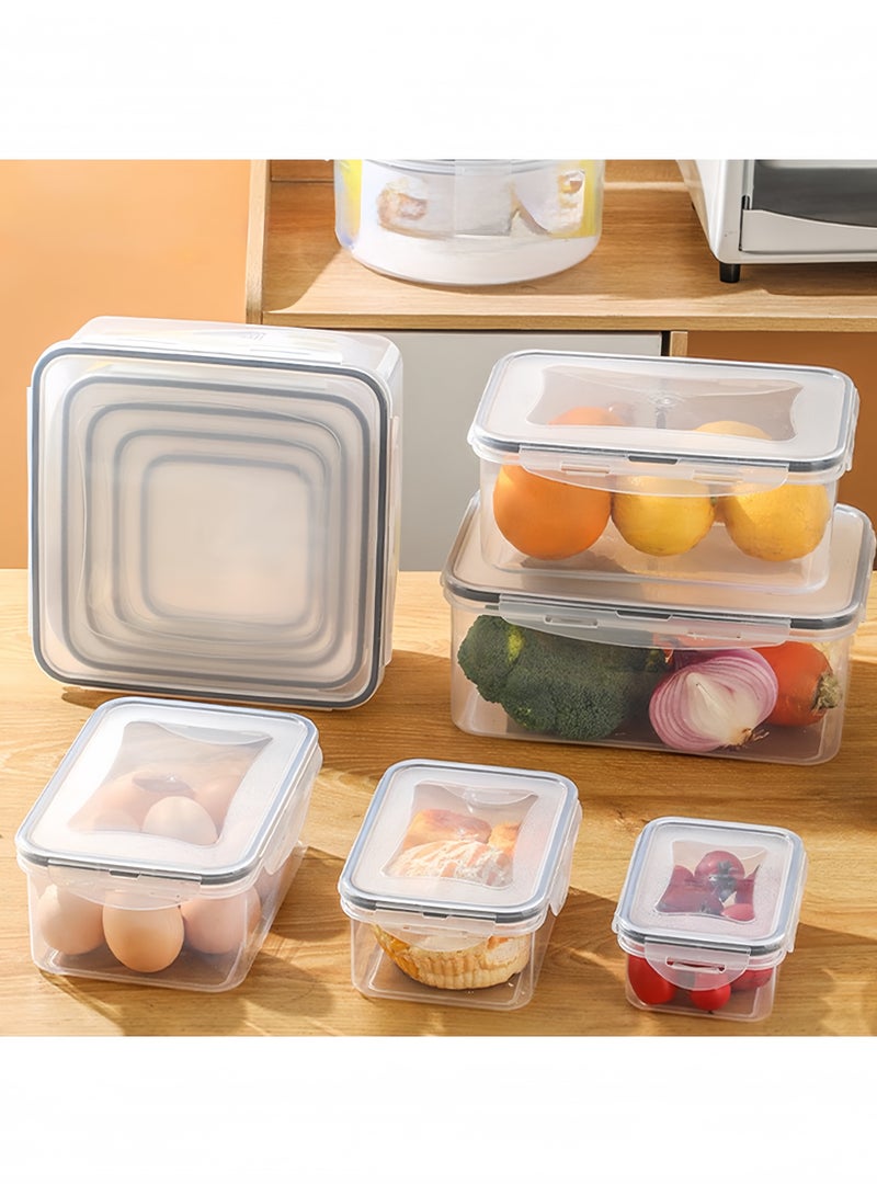مجموعة من خمس قطع من صناديق حفظ الطعام البلاستيكية المغلقة، صندوق تخزين منزلي كبير السعة، صندوق تخزين الطعام والفواكه - Image 5