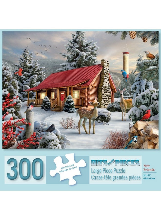 بيتس آند بيسيز قطع وقطع - أحجية الصور المقطوعة الكبيرة من 300 قطعة للكبار - أصدقاء جدد - أحجية الصور المقطوعة لمشهد شتوي ثلجي من تصميم الفنان آلان جيانا - Image 1
