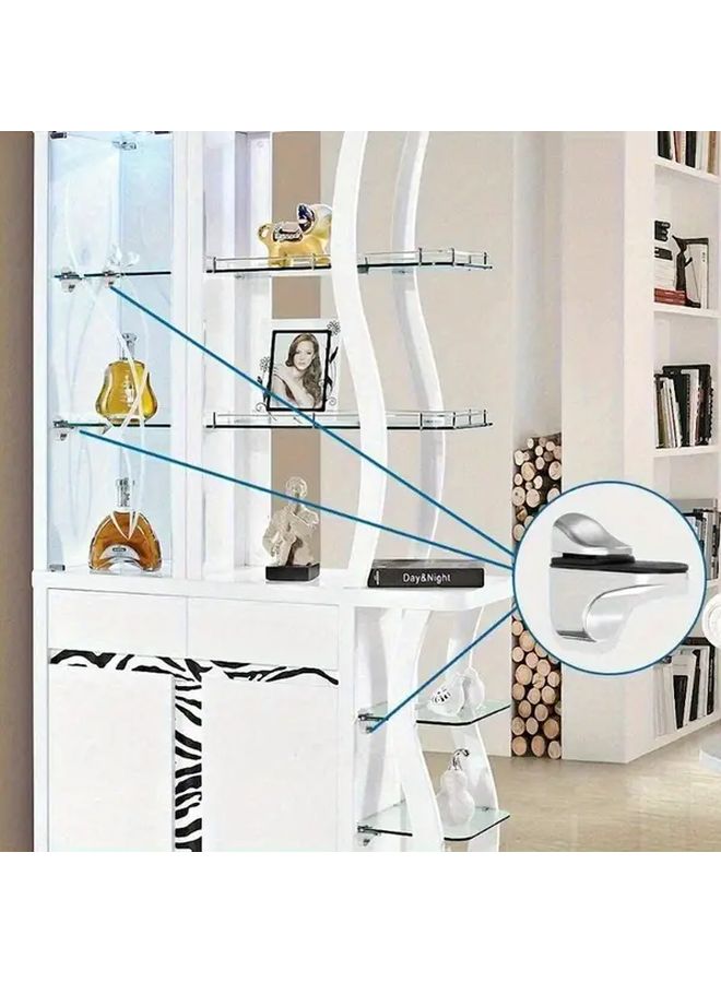 4pcs Adjustable Glass Shelf Clips Fish Mouth Design Tempered Holder No Power Needed - Image 2