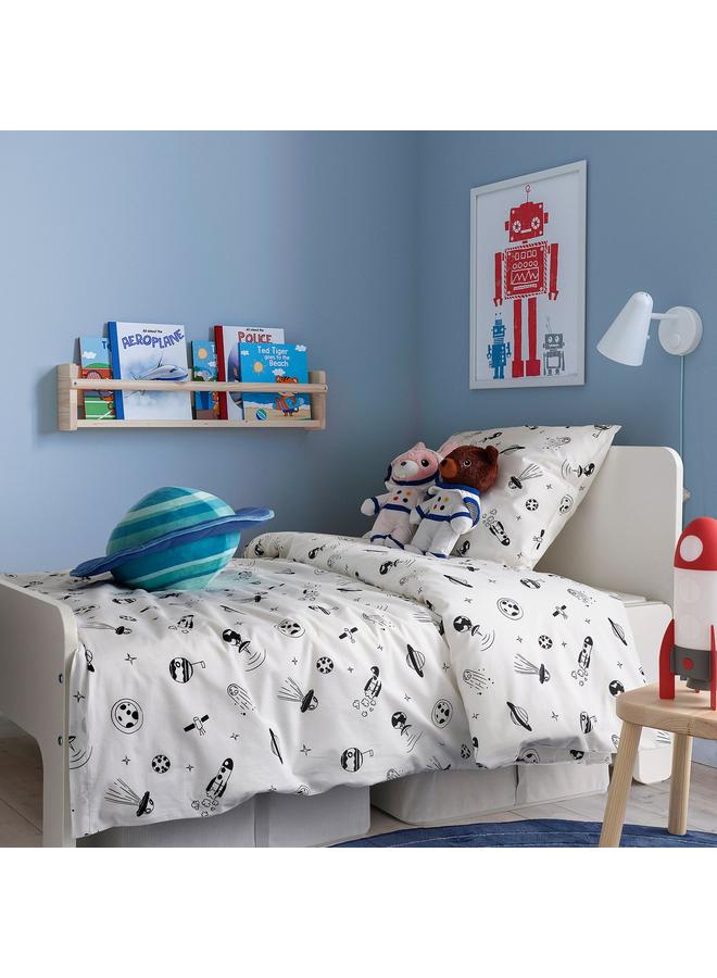 erorex Duvet cover and pillowcase, space white/black, 150x200/50x80 cm - Image 3