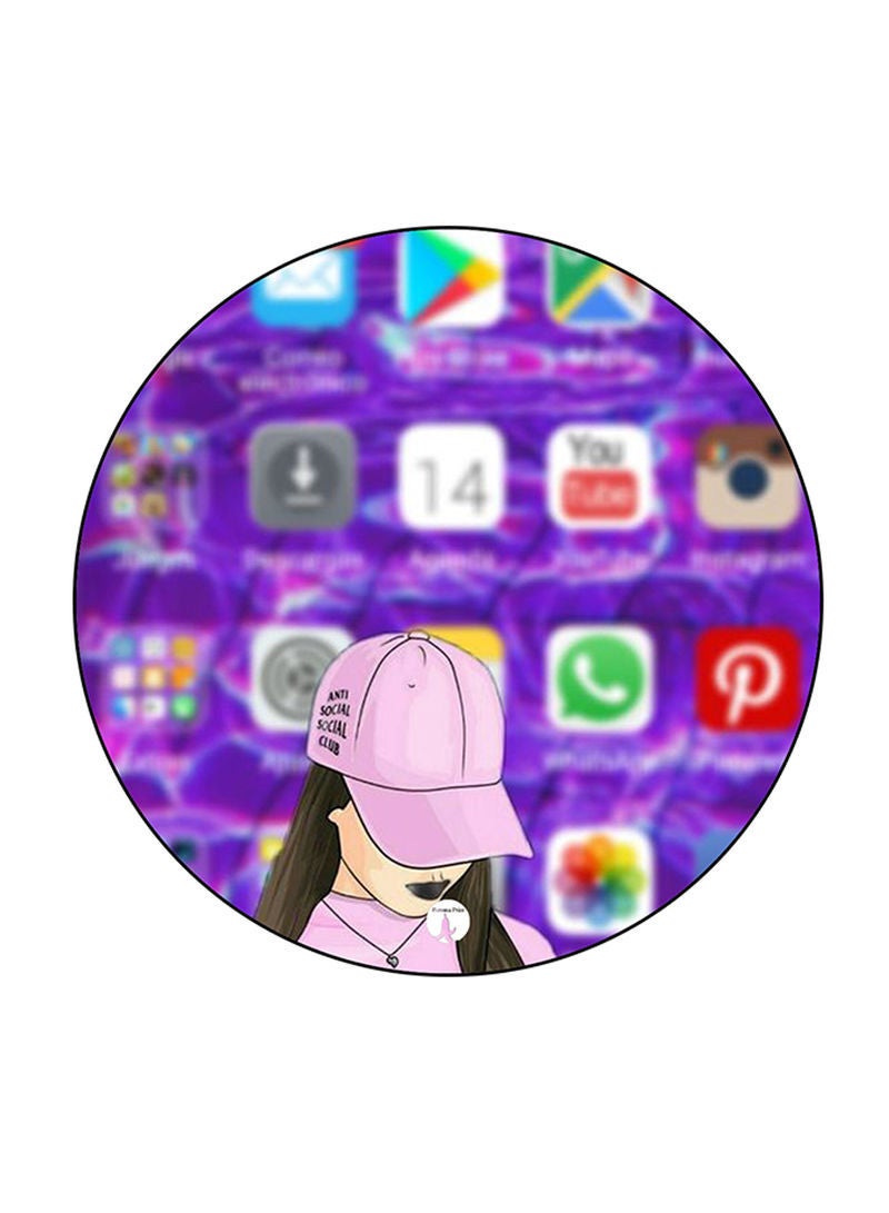 RKN Girl Printed Mouse Pad Round  Multicolour