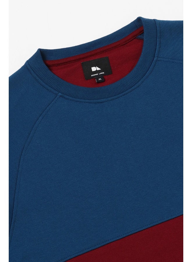 Dennis Lingo Regular Fit Blue Colourblocked Round Neck Sweatshirt for Men - Polycotton, Full Sleeves  - Image 5