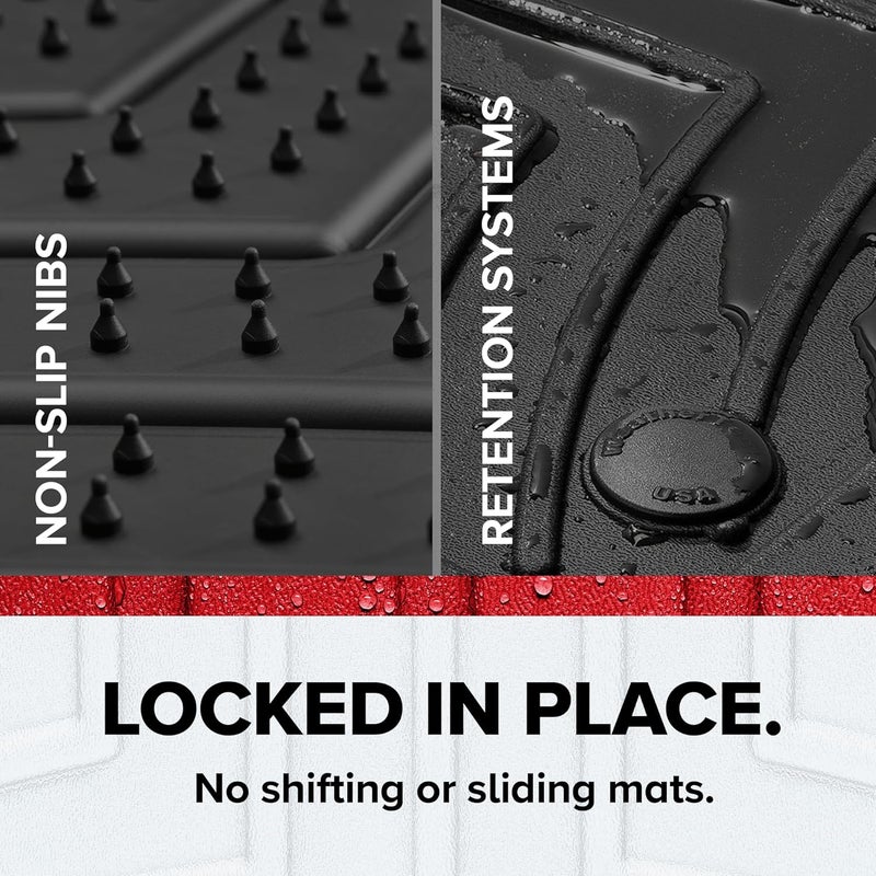 WeatherTech FloorLiner HP Custom Fit Floor Mats for Suburban, Yukon XL, Escalade ESV, Escalade-V ESV - Full Set, Black - Image 4