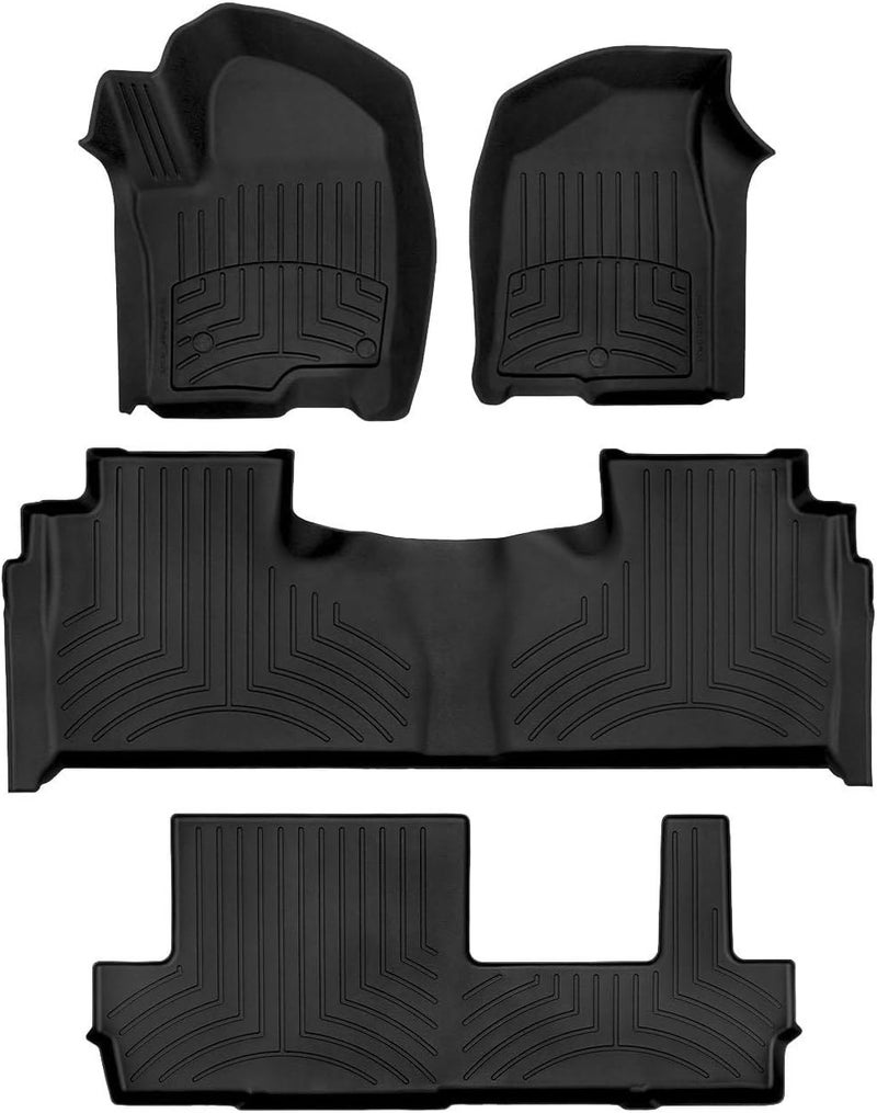 WeatherTech FloorLiner HP Custom Fit Floor Mats for Suburban, Yukon XL, Escalade ESV, Escalade-V ESV - Full Set, Black - Image 1