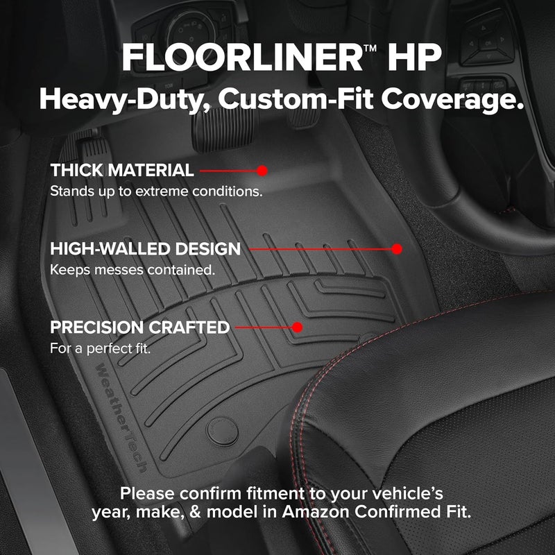 WeatherTech FloorLiner HP Custom Fit Floor Mats for Suburban, Yukon XL, Escalade ESV, Escalade-V ESV - Full Set, Black - Image 3