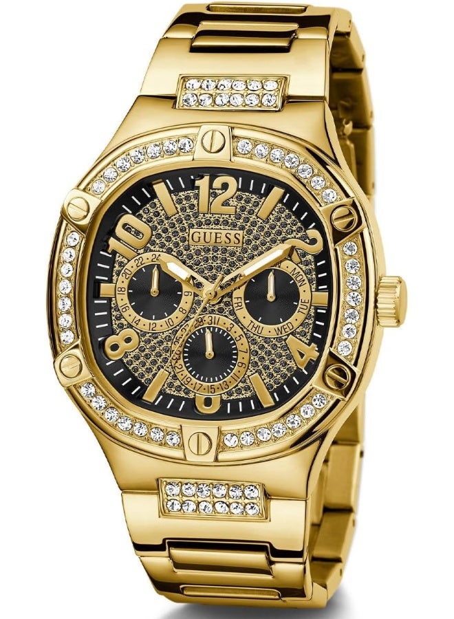 GUESS Men's 46mm Watch - Gold Tone Strap Black Dial Gold Tone Case - Image 2