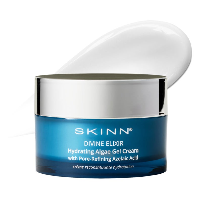 Skinn مرطب SKINN للبشرة الجافة، إكسير إلهي جل كريم مرطب من الطحالب (1.7 أونصة سائلة) - مرطب جل للوجه والجسم يرطب ويقشر البشرة بينما يعزز مظهرها - يساعد في تقليل الخطوط الدقيقة - Image 1