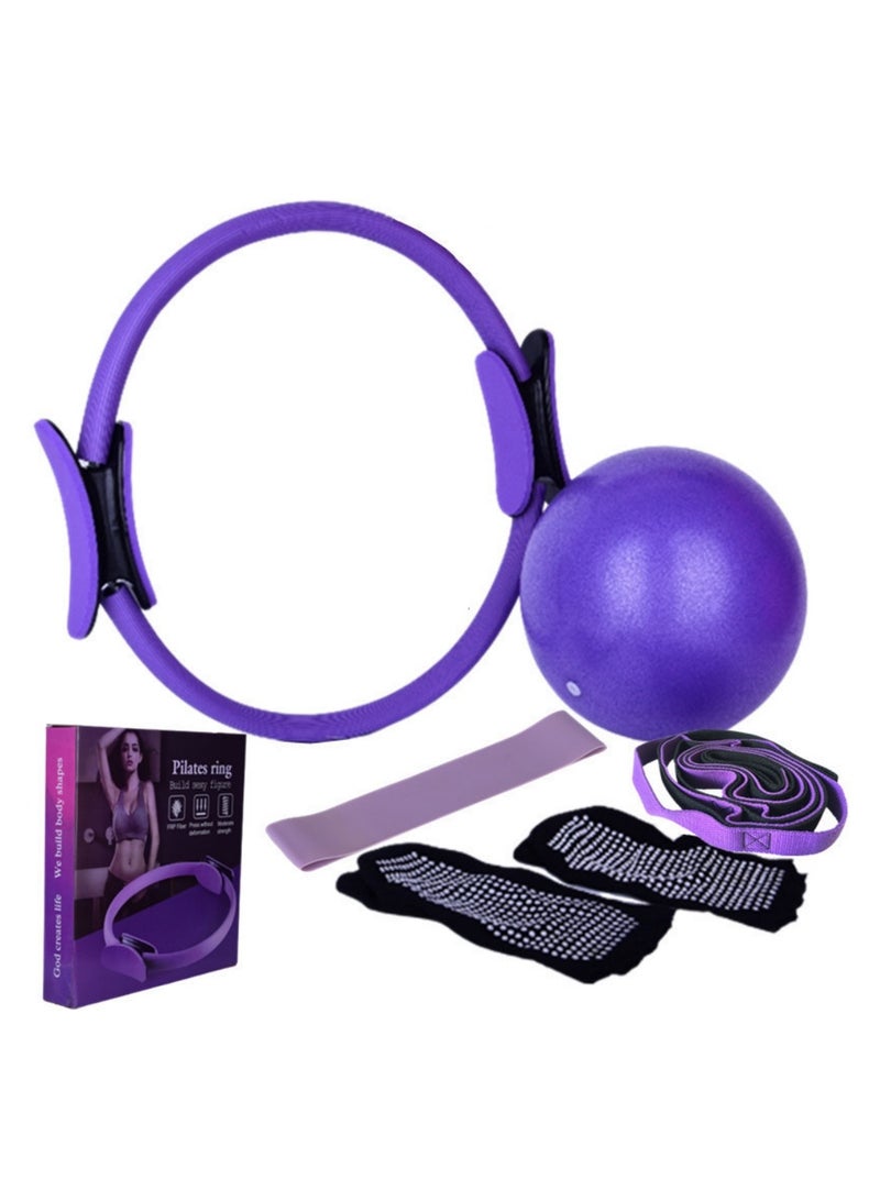 XiuWoo Pilates Exercise Equipment Set with Fitness Circle Ring, Ball, Resistance Band, Stretch Strap, and Non Slip Socks for Full Body Workouts - Image 1
