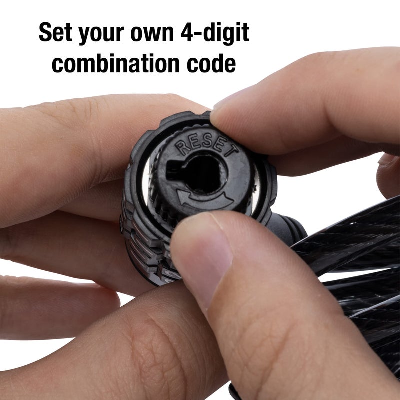 Master Lock Black Set Your Own Combination Bike Lock, Metal Cable Lock has a Weather Resistant Vinyl Coating for Outdoor Equipment, Bicycles, 6 Feet Long, 8114D - Image 2