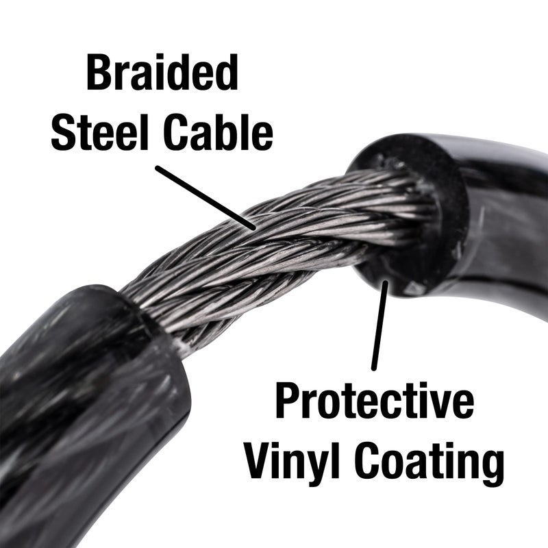 Master Lock Black Set Your Own Combination Bike Lock, Metal Cable Lock has a Weather Resistant Vinyl Coating for Outdoor Equipment, Bicycles, 6 Feet Long, 8114D - Image 3