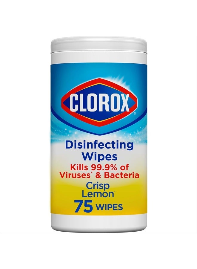Clorox مناديل مطهرة، مناديل تنظيف خالية من المبيض، ليمون مقرمش، 75 قطعة (قد يختلف التعبئة) - Image 1