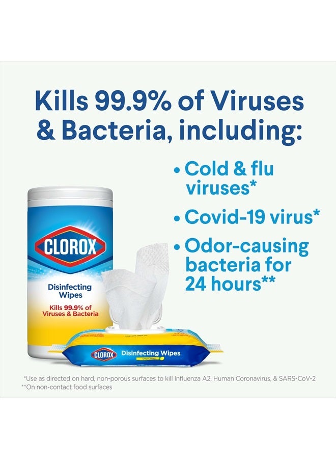 Clorox مناديل مطهرة، مناديل تنظيف خالية من المبيض، ليمون مقرمش، 75 قطعة (قد يختلف التعبئة) - Image 4