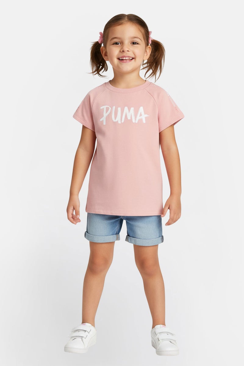 PUMA Toddlers Girl Brand Logo Short Sleeve T-Shirt, Pink - Image 1