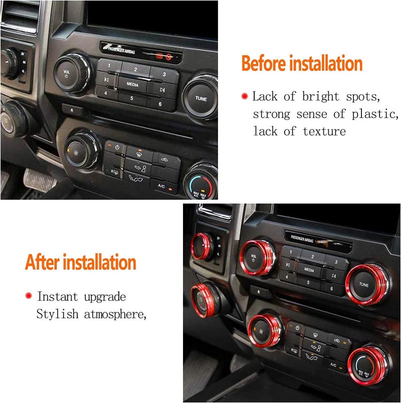 Bentolin Knob Cover for F150 AC Climate Control Switch/Trailer/4WD/VOL/Tune Button Interior Center Console Trim Accessories Compatible with Ford F150 XLT 2016 2017 2018 2019 (Dark Red 6 Pcs) - Image 4