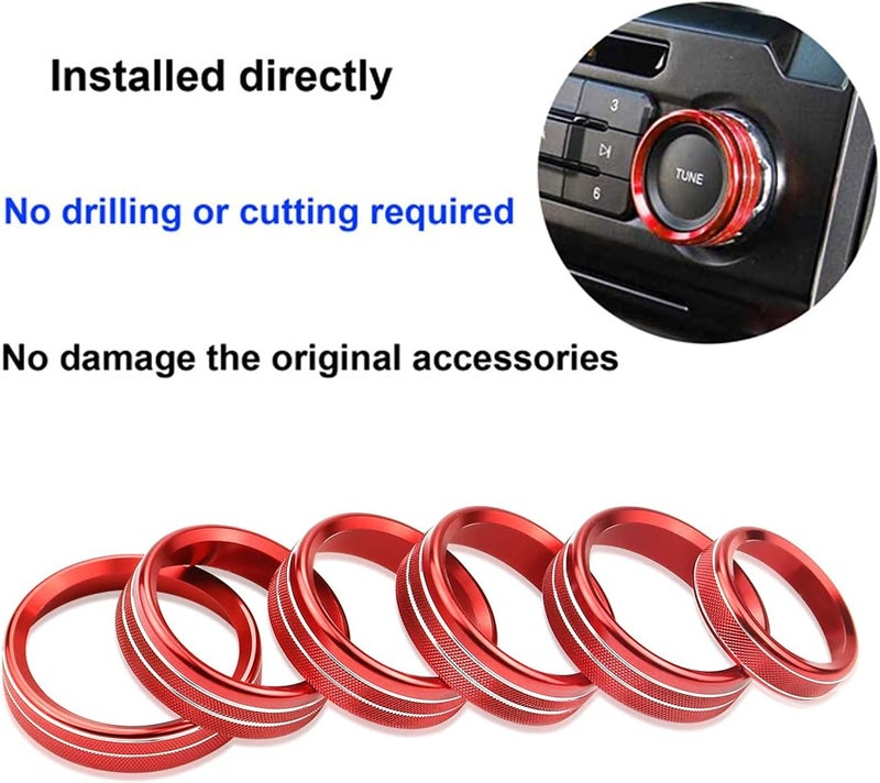 Bentolin Knob Cover for F150 AC Climate Control Switch/Trailer/4WD/VOL/Tune Button Interior Center Console Trim Accessories Compatible with Ford F150 XLT 2016 2017 2018 2019 (Dark Red 6 Pcs) - Image 3