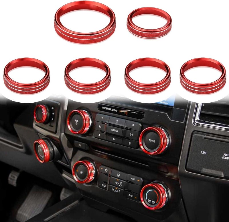 Bentolin Knob Cover for F150 AC Climate Control Switch/Trailer/4WD/VOL/Tune Button Interior Center Console Trim Accessories Compatible with Ford F150 XLT 2016 2017 2018 2019 (Dark Red 6 Pcs) - Image 1