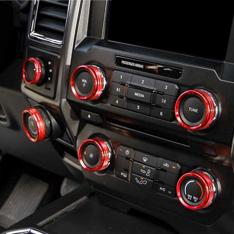 Bentolin Knob Cover for F150 AC Climate Control Switch/Trailer/4WD/VOL/Tune Button Interior Center Console Trim Accessories Compatible with Ford F150 XLT 2016 2017 2018 2019 (Dark Red 6 Pcs) - Image 5