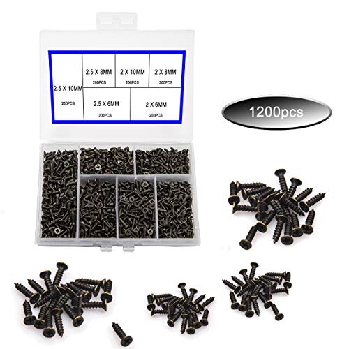newlng 1200pcs Small Screws Phillips Flat Head Cross Self Tapping Tiny Screw Cabinet Electronic Accessories Screw Multifunctional DIY Micro Woodworking Screws Set Bronze - Image 4
