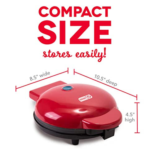 DASH Express 8” Waffle Maker for Waffles, Paninis, Hash Browns + other Breakfast, Lunch, or Snacks, with Easy to Clean, Non-Stick Cooking Surfaces - Red - Image 3