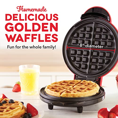 DASH Express 8” Waffle Maker for Waffles, Paninis, Hash Browns + other Breakfast, Lunch, or Snacks, with Easy to Clean, Non-Stick Cooking Surfaces - Red - Image 2