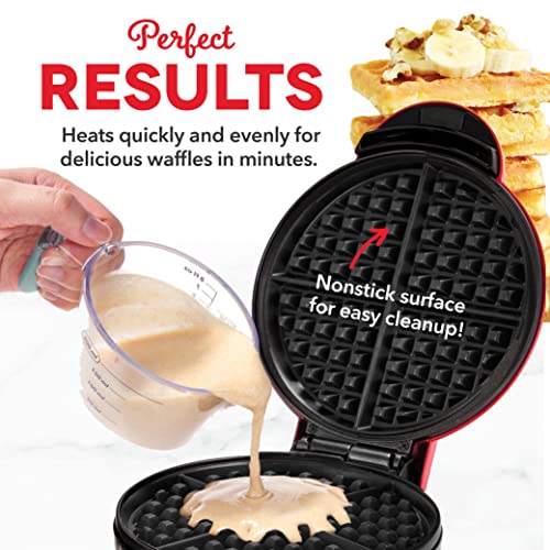 DASH Express 8” Waffle Maker for Waffles, Paninis, Hash Browns + other Breakfast, Lunch, or Snacks, with Easy to Clean, Non-Stick Cooking Surfaces - Red - Image 4