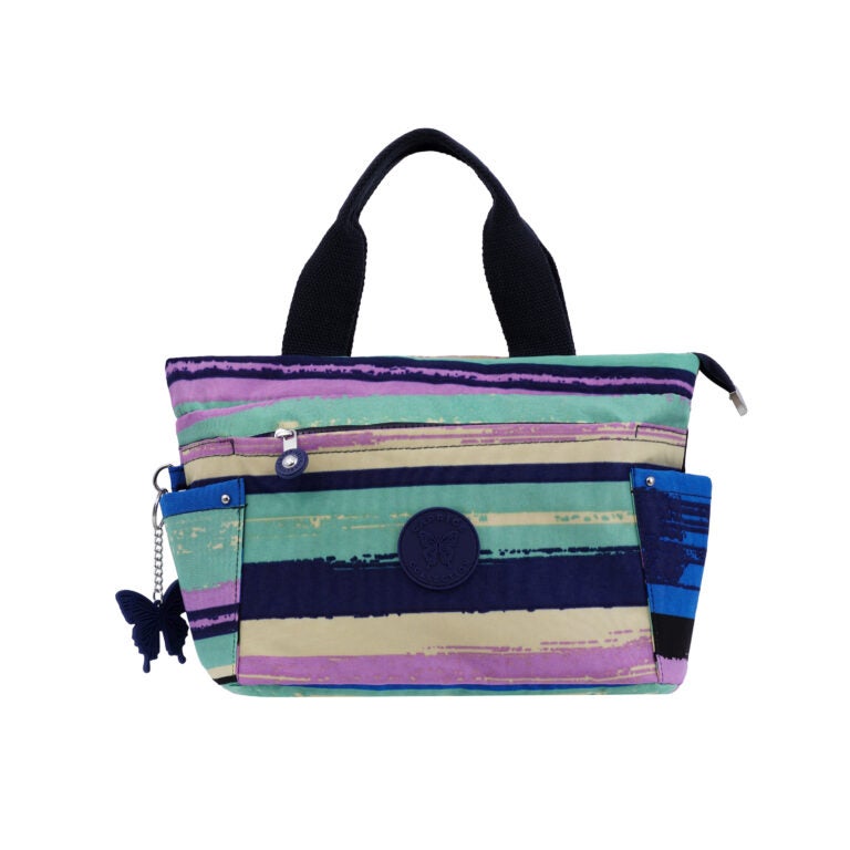 CAPRICE COLLECTION Unisex Small Shoulder Bag – Multi Color Stripes, Water-Resistant Nylon, 9.5L Capacity - Image 1