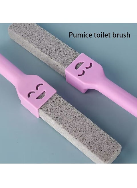 2PC pumice stone stick with handle, toilet cleaning stick, scouring pad stick, remove limescale stains, hard water ring and calcium buildup, rust remover for toilet, bathroom, kitchen,etc