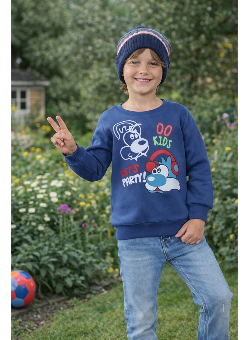 كيو كيو سويتيشرت شتوي للأولاد، مبطن بالقطن 100%، خامة سميكة مقاومة للوبر والتلاشي، دافئ وناعم للأطفال من سن 2-6 سنوات، تصميم عصري ومريح للأولاد الصغار(3سنوات) - Image 3